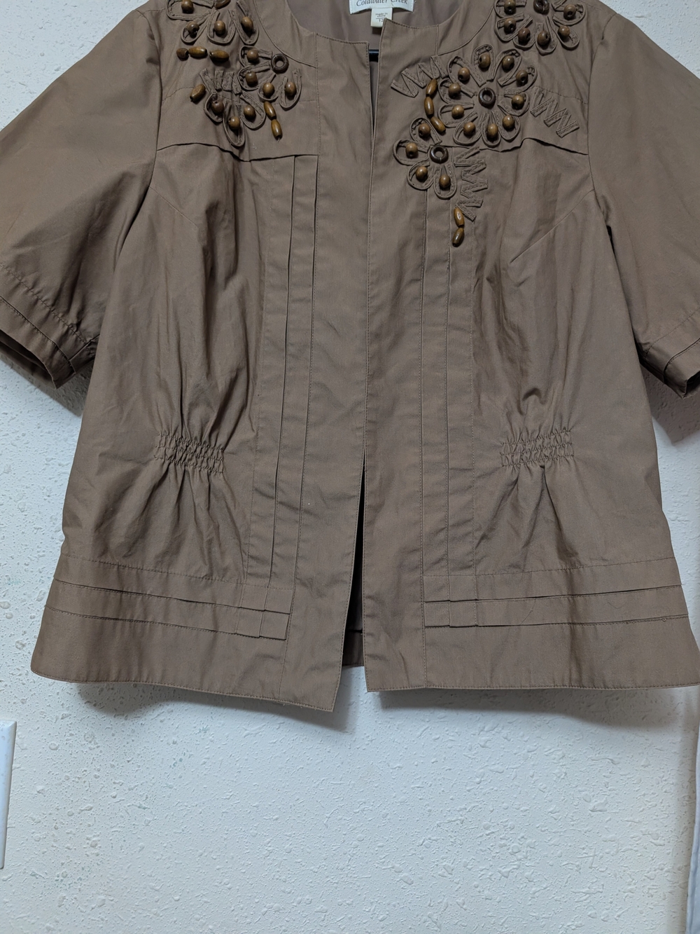 Coldwater Creek Taupe Short-Sleeve Embellished Jacket - Picture 2 of 9